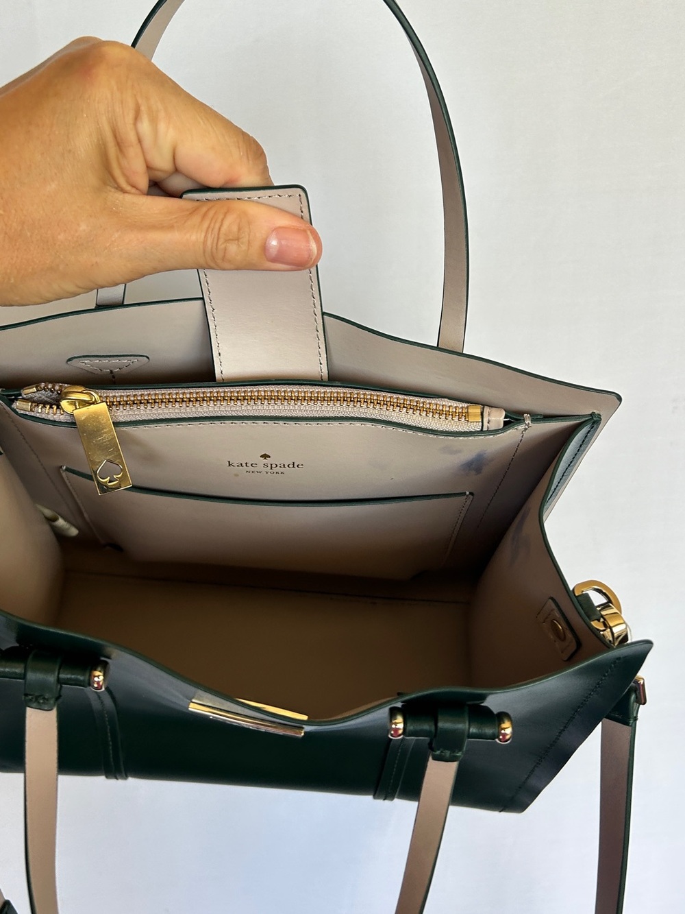 Kate Spade Arbour Hill Small Elodie leather bag green emerald gold crossbody - Picture 14 of 16